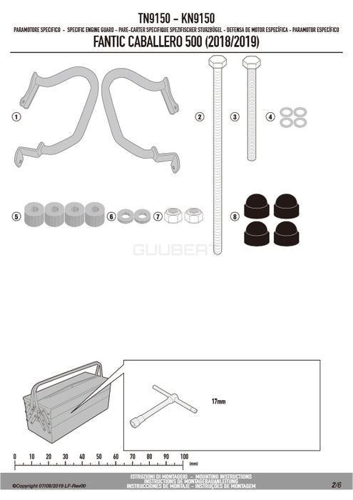 GIVI TN9150 エンジンガード クラッシュバー ブラック／FANTIC キャバレロ スクランブラー 500 / FANTIC キャバレロ スクランブラー 250 / FANTIC キャバレロ スクランブラー 125専用