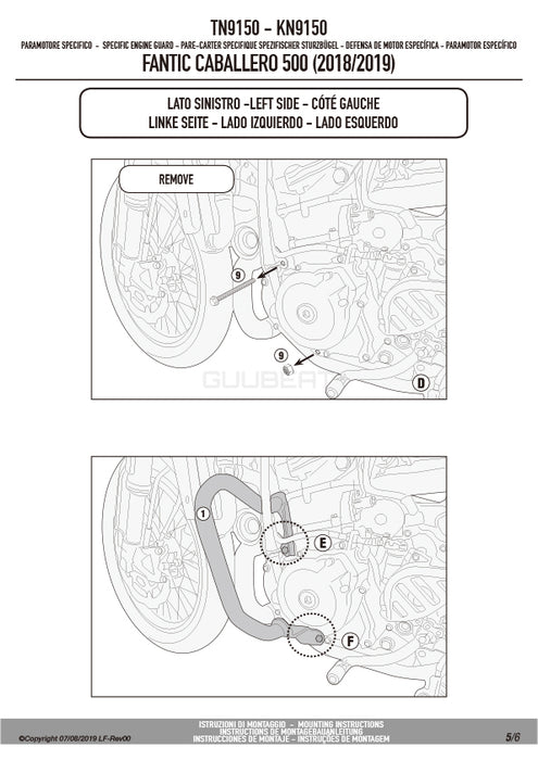 GIVI TN9150 エンジンガード クラッシュバー ブラック／FANTIC キャバレロ スクランブラー 500 / FANTIC キャバレロ スクランブラー 250 / FANTIC キャバレロ スクランブラー 125専用