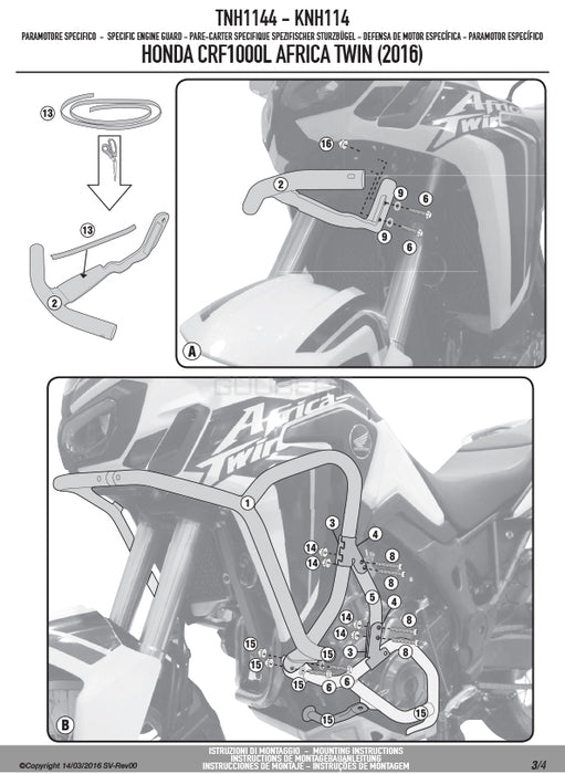 GIVI TNH1144 エンジンガード クラッシュバー ブラック／HONDA CRF1000L アフリカツイン専用