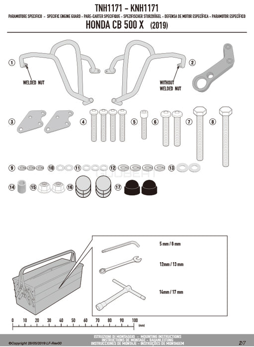 GIVI TNH1171 エンジンガード クラッシュバー ブラック／HONDA CB500X / HONDA 400X専用