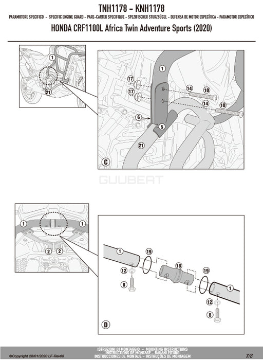 GIVI TNH1178 エンジンガード クラッシュバー ブラック／HONDA CRF1100L アフリカツインADVSPORTS専用