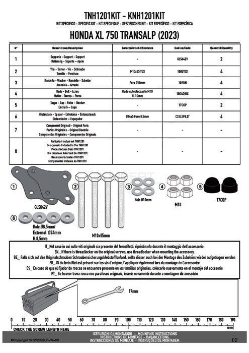 GIVI TNH1201KIT 取付ステー エンジンガード クラッシュバー用／HONDA XL750 トランザルプ専用