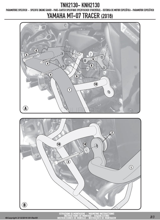 GIVI TNH2130 エンジンガード クラッシュバー ブラック／YAMAHA トレーサー 700 GT / YAMAHA トレーサー 700専用