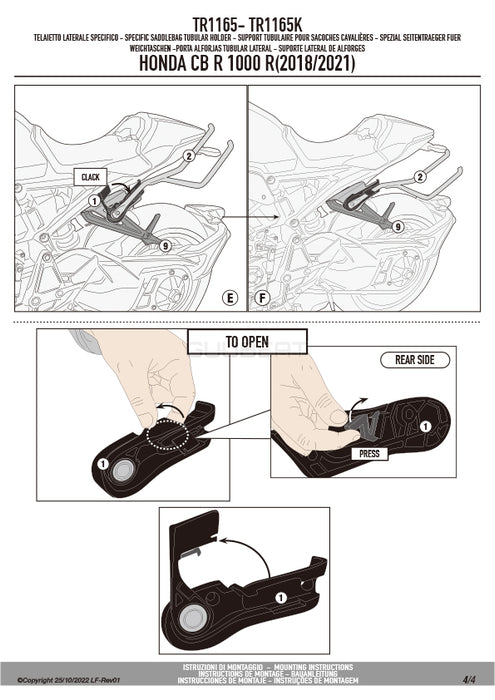 GIVI TR1165 サイドバッグサポート クイックリリース機能付き REMOVE-X (リムーブエックス)／HONDA CB1000R / HONDA CB1000R専用