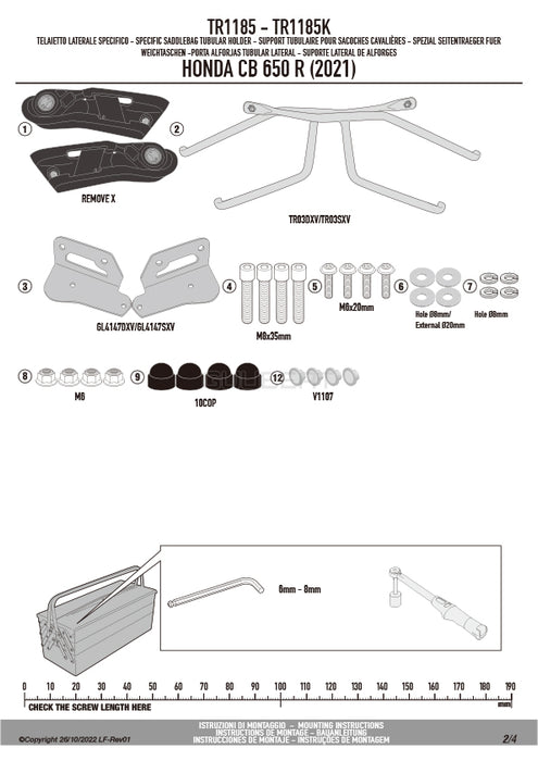 GIVI TR1185 サイドバッグサポート クイックリリース機能付き REMOVE-X (リムーブエックス)／HONDA CB 650 R専用