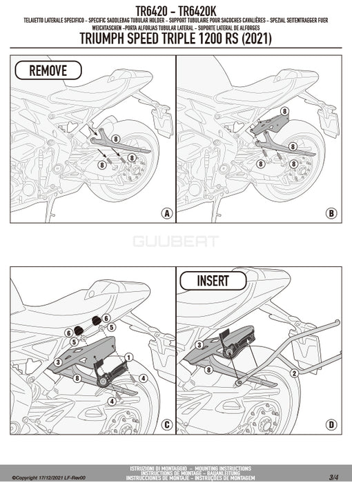 GIVI TR6420 サイドバッグサポート クイックリリース機能付き REMOVE-X (リムーブエックス)／TRIUMPH スピードトリプル 1200 RS専用