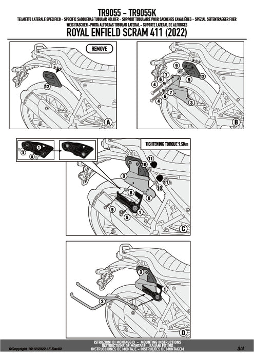 GIVI TR9055 サイドバッグサポート クイックリリース機能付き REMOVE-X (リムーブエックス)／ROYAL ENFIELD スクラム 411専用