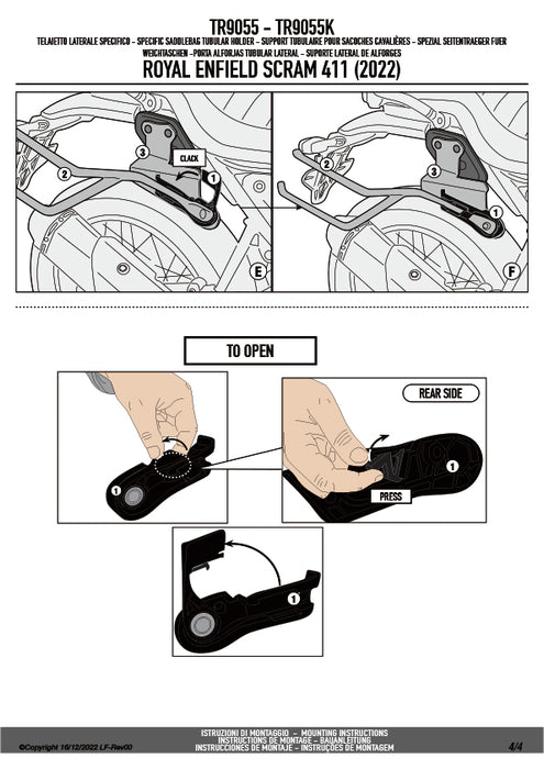 GIVI TR9055 サイドバッグサポート クイックリリース機能付き REMOVE-X (リムーブエックス)／ROYAL ENFIELD スクラム 411専用