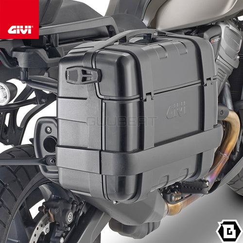 GIVI TRK33BPACK2 TREKKER トップ・サイドケース兼用 2ケース ブラックアルミカバータイプ MONOKEYタイプ 33L容量  ブラック