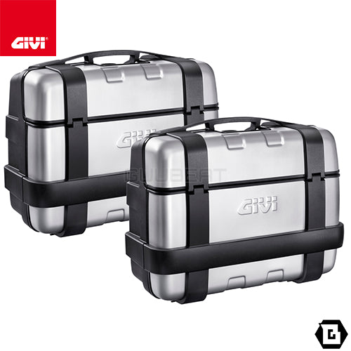 GIVI TRK33PACK2 TREKKER トップ・サイドケース兼用 2ケース アルミカバータイプ MONOKEYタイプ 33L容量  ブラック / シルバー