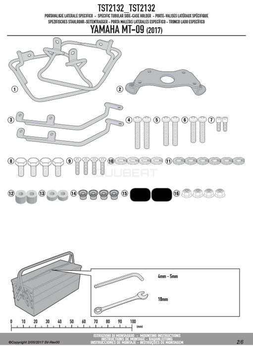 GIVI TST2132 サイドバッグホルダー ST604 MULTI LOCK (マルチロック)用／YAMAHA MT-09専用