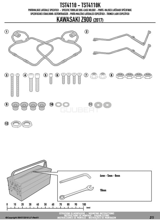 GIVI TST4118 サイドバッグホルダー ST604 MULTI LOCK (マルチロック)用／KAWASAKI Z 900 / KAWASAKI Z 900専用