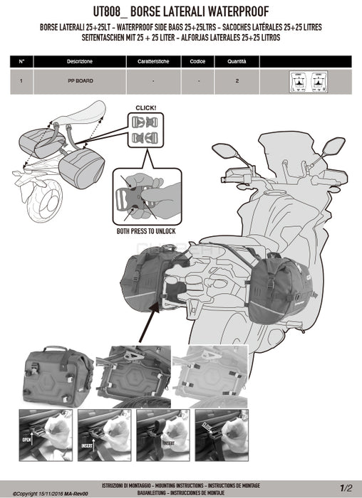 GIVI UT808 カーゴバッグ 防水 25L容量 ブラック