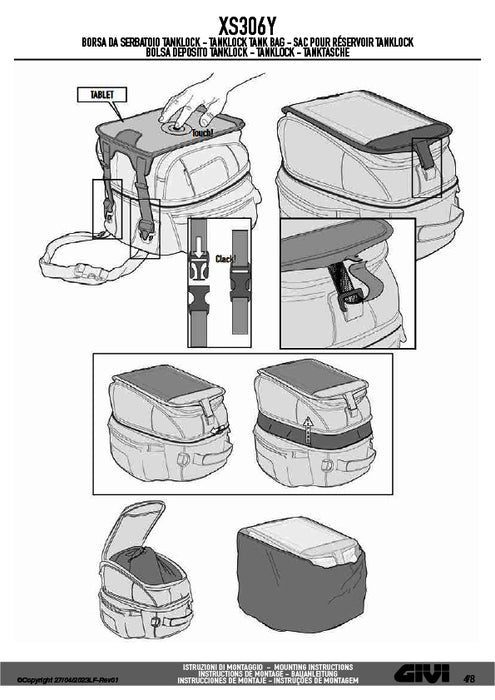 GIVI XS306Y タンクバッグ タンクロック ( TANKLOCK )  25L容量